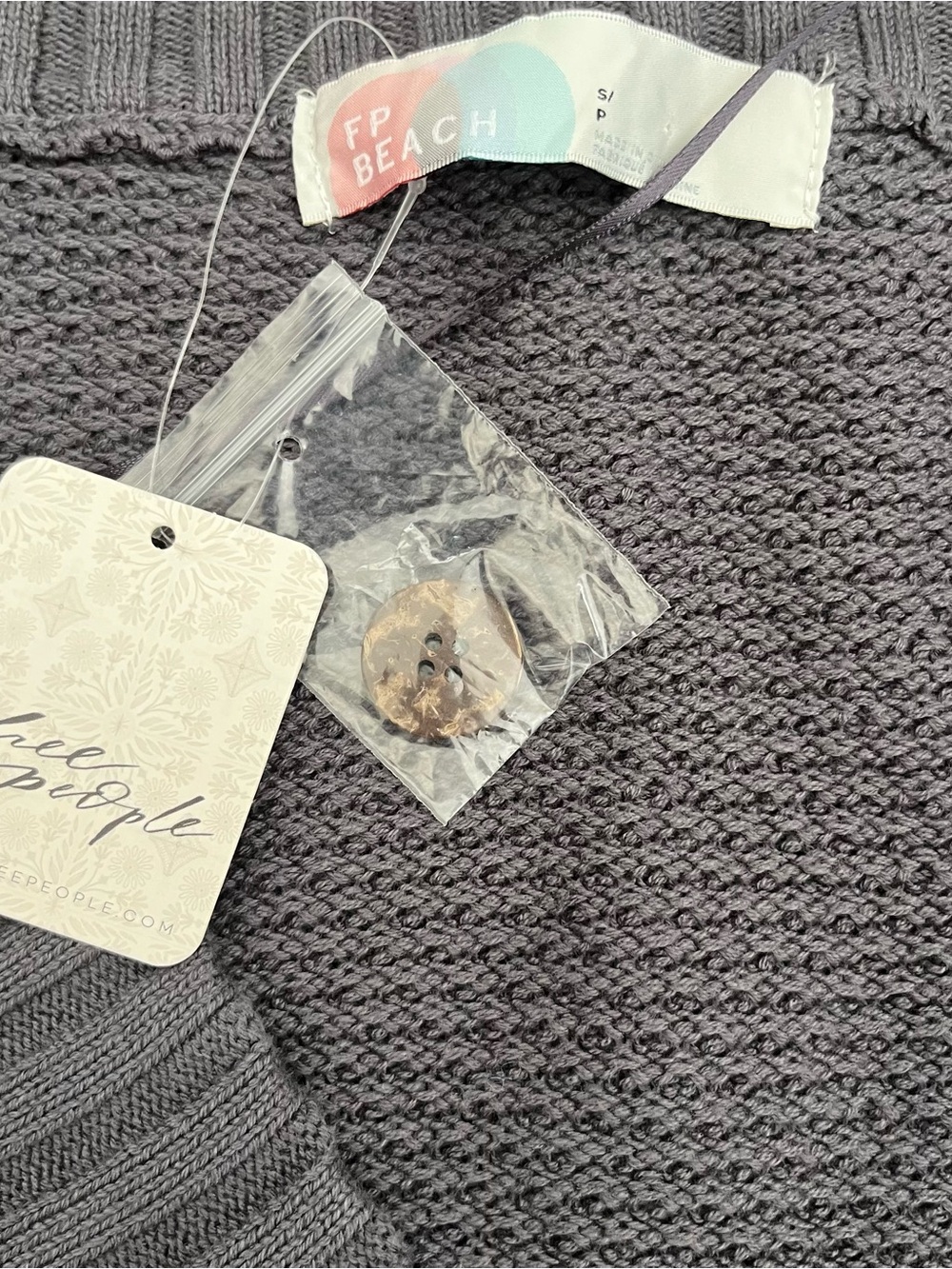 Free People FP Beach Hailee Waffle Knit Cardigan Gray NWT Size S - Picture 4 of 12